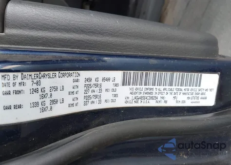 2004 Jeep Grand Cherokee Laredo из США, поврежденный, VIN 1J4GW48S64C208294